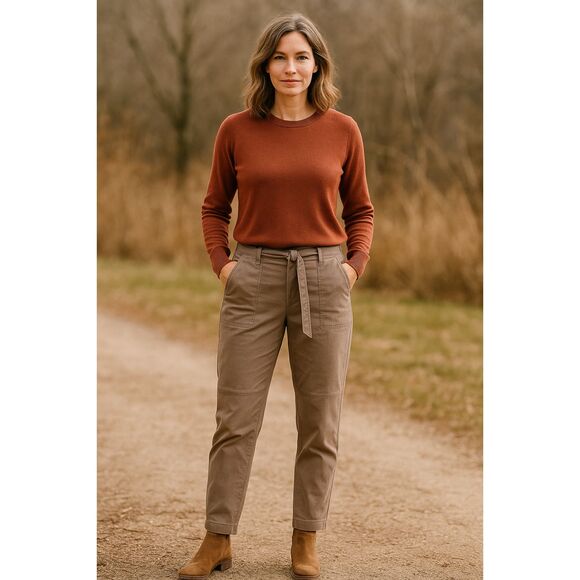 Sundance Tan Button Up Tie Front Pants Trousers Women's Size 2 - Picture 1 of 7